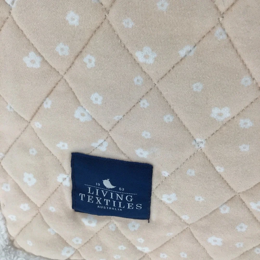 LIVING TEXTILES AUSTRALIA Baby Blanket Peach / White Flowers & Sweet Blue Bird